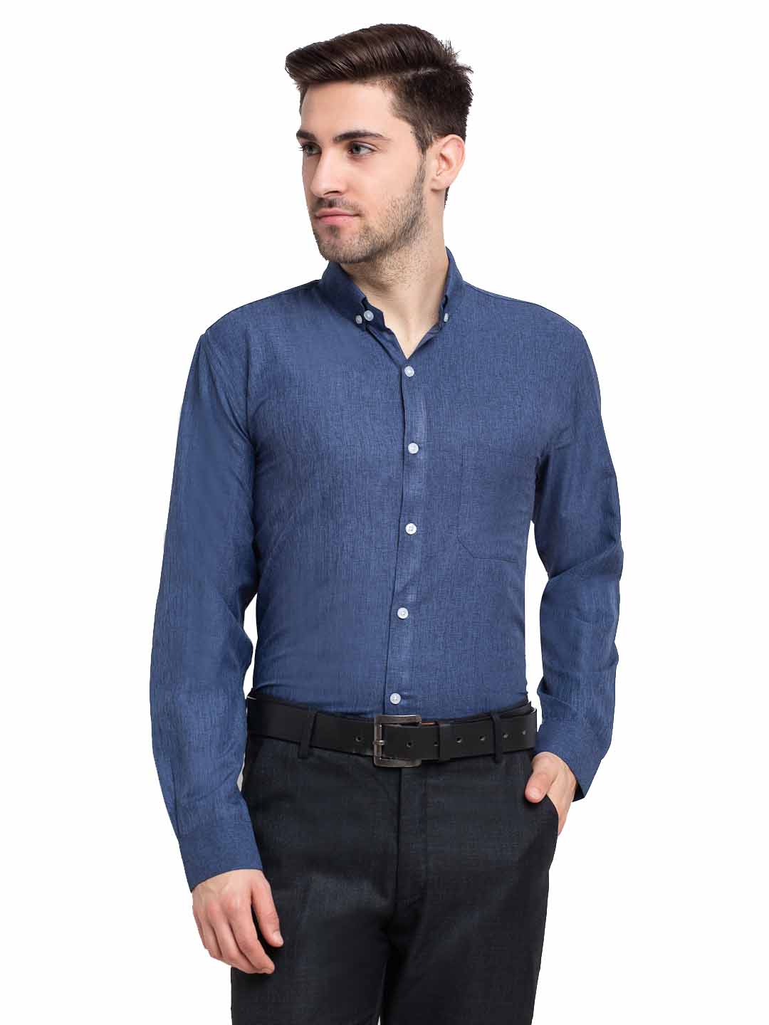 Indian Needle Teal Men's Button Down Collar Cotton Formal Shirt ( SF 785Teal )