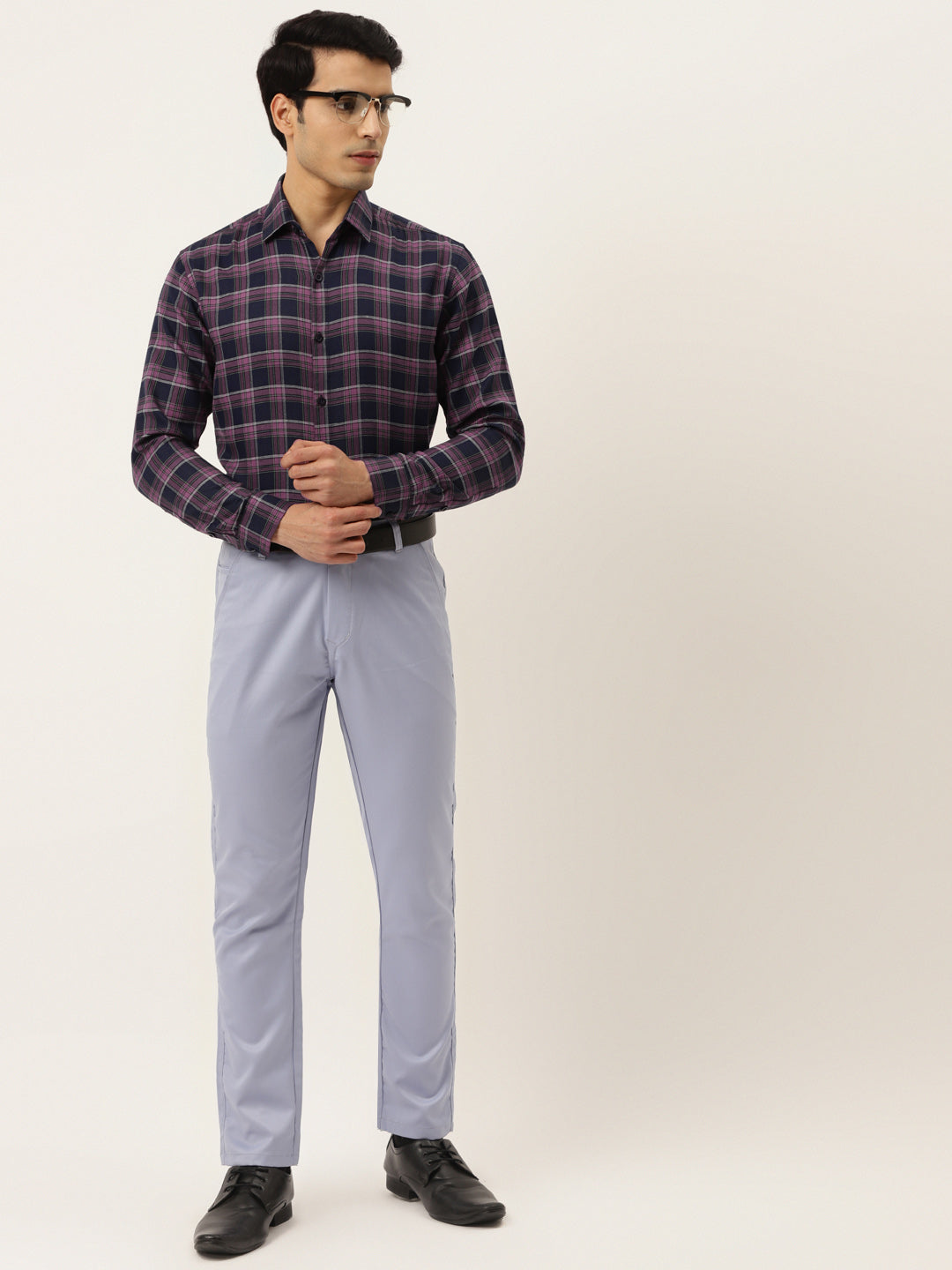 Indian Needle Pink Men's Formal Cotton Checked Shirt ( SF 786Pink )