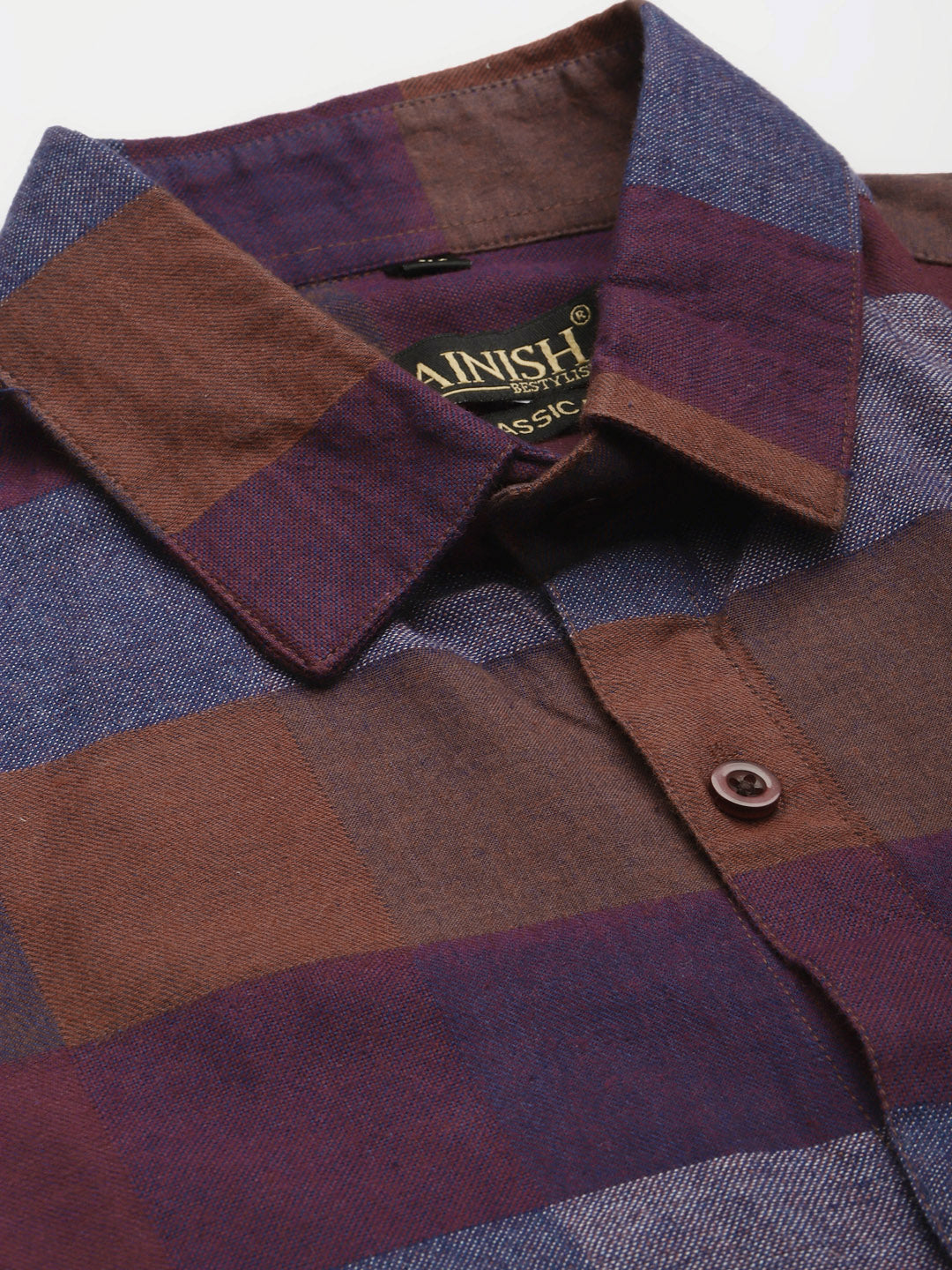 Indian Needle Brown Men's Formal Cotton Checked Shirt ( SF 787Brown )