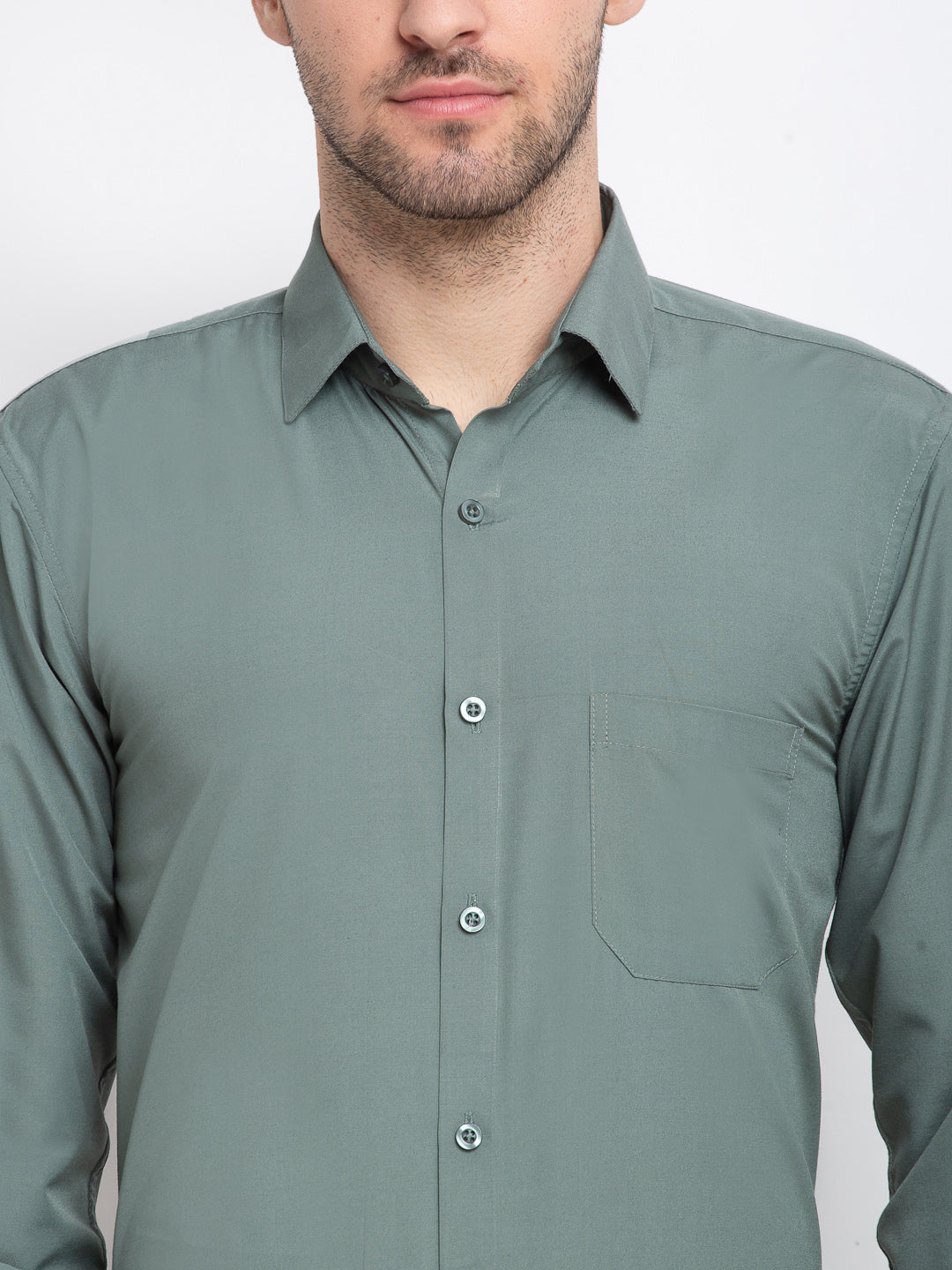 Indian Needle Men's Cotton Solid Pista Green Formal Shirt's ( SF 361Pista )