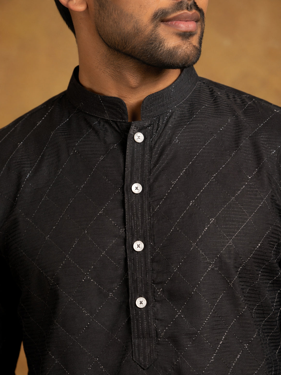 Floral Printed Black Kurta for Men ( ANMKO 266 Black )