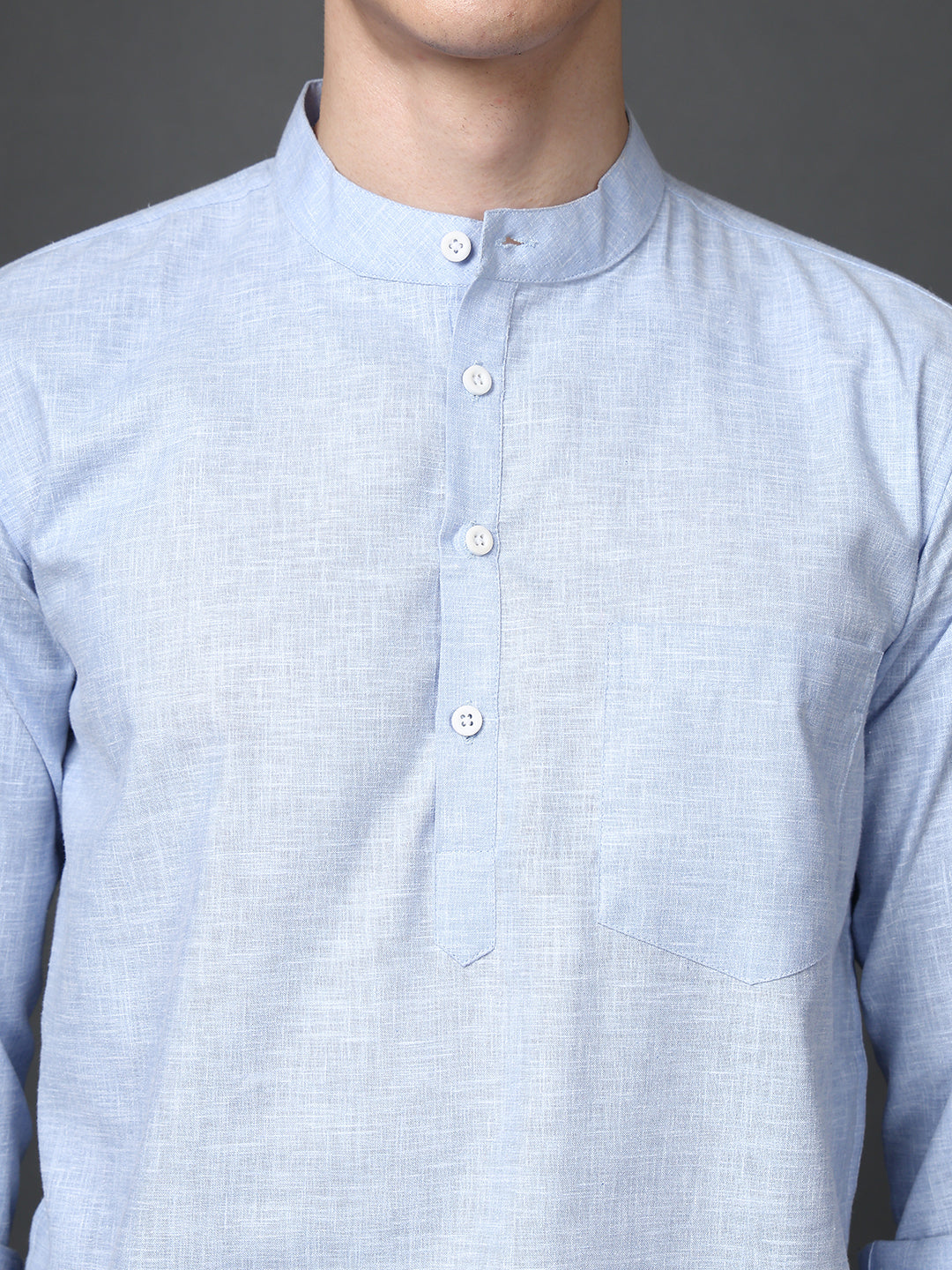 Solid Casual Short Kurta for Men ( ANMKO 302Blue )