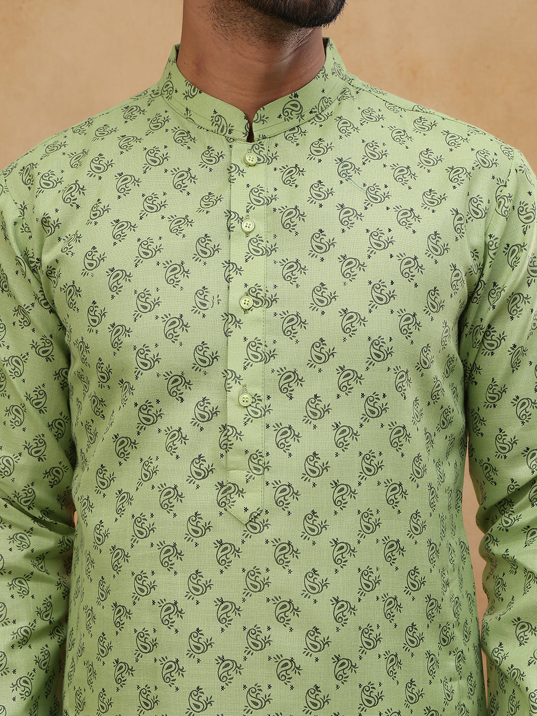 Cotton Blend All-Over Printed Kurta ( ANMKO 305Green )