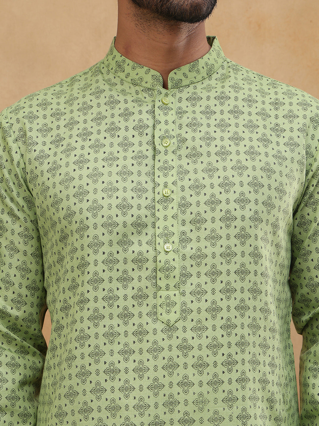 Cotton Blend All-Over Printed Kurta ( ANMKO 311Green )