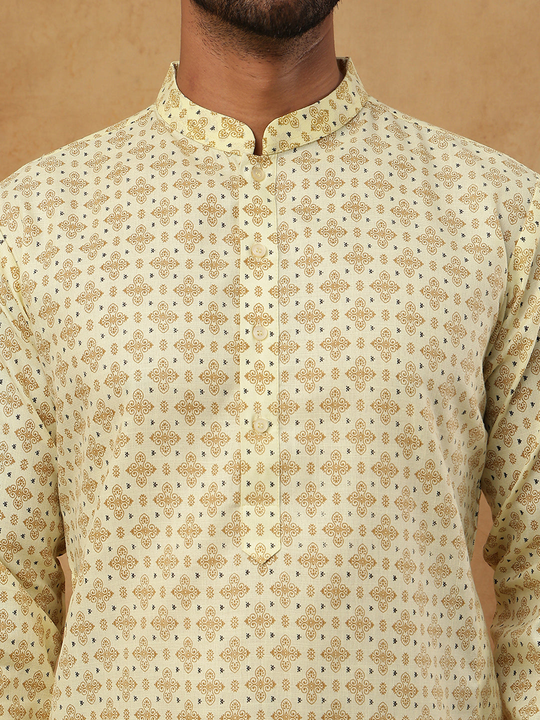 Cotton Blend All-Over Printed Kurta ( ANMKO 311Yellow )