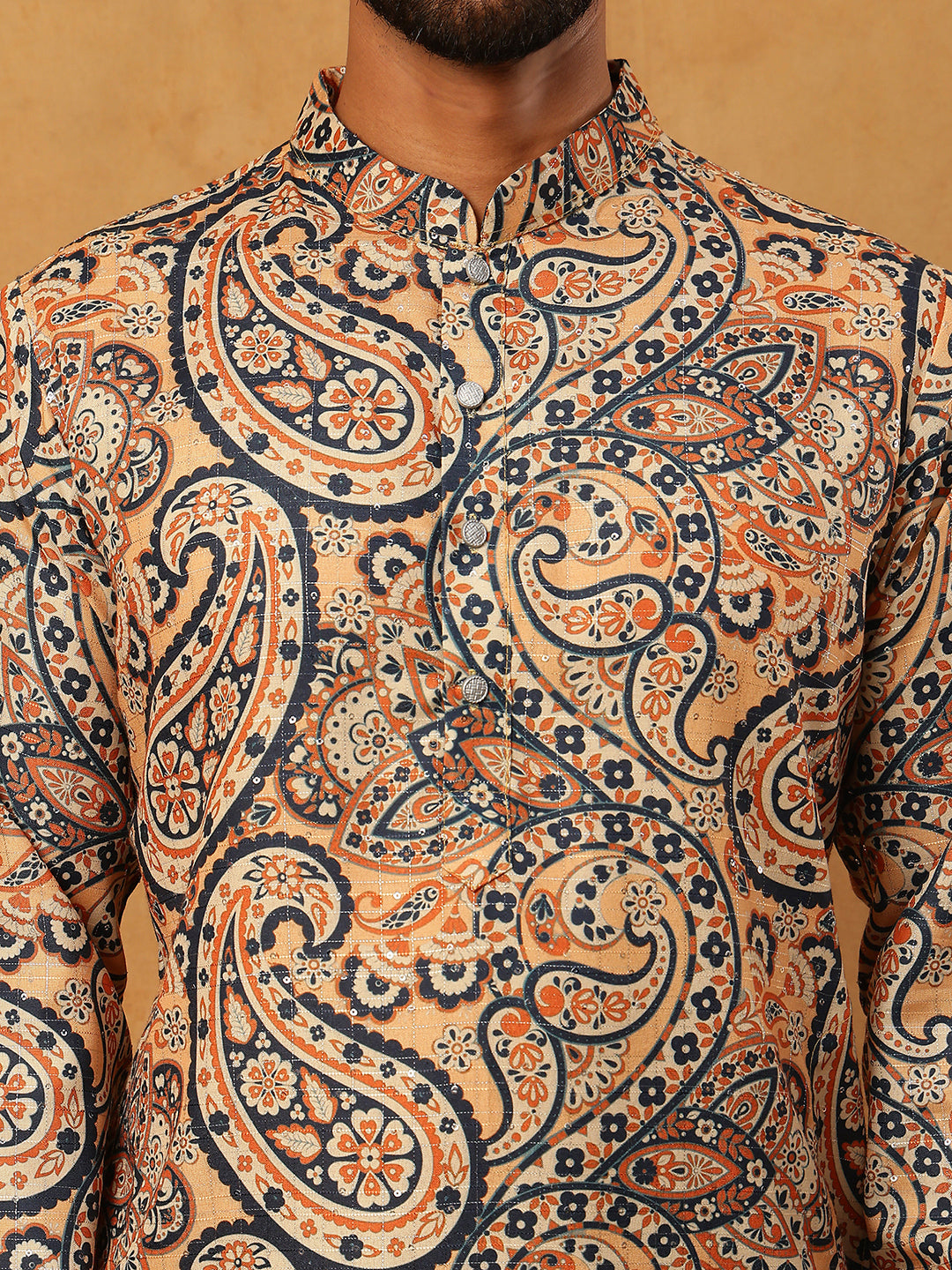 Printed Cotton Blend Kurta ( ANMKO 316Orange )