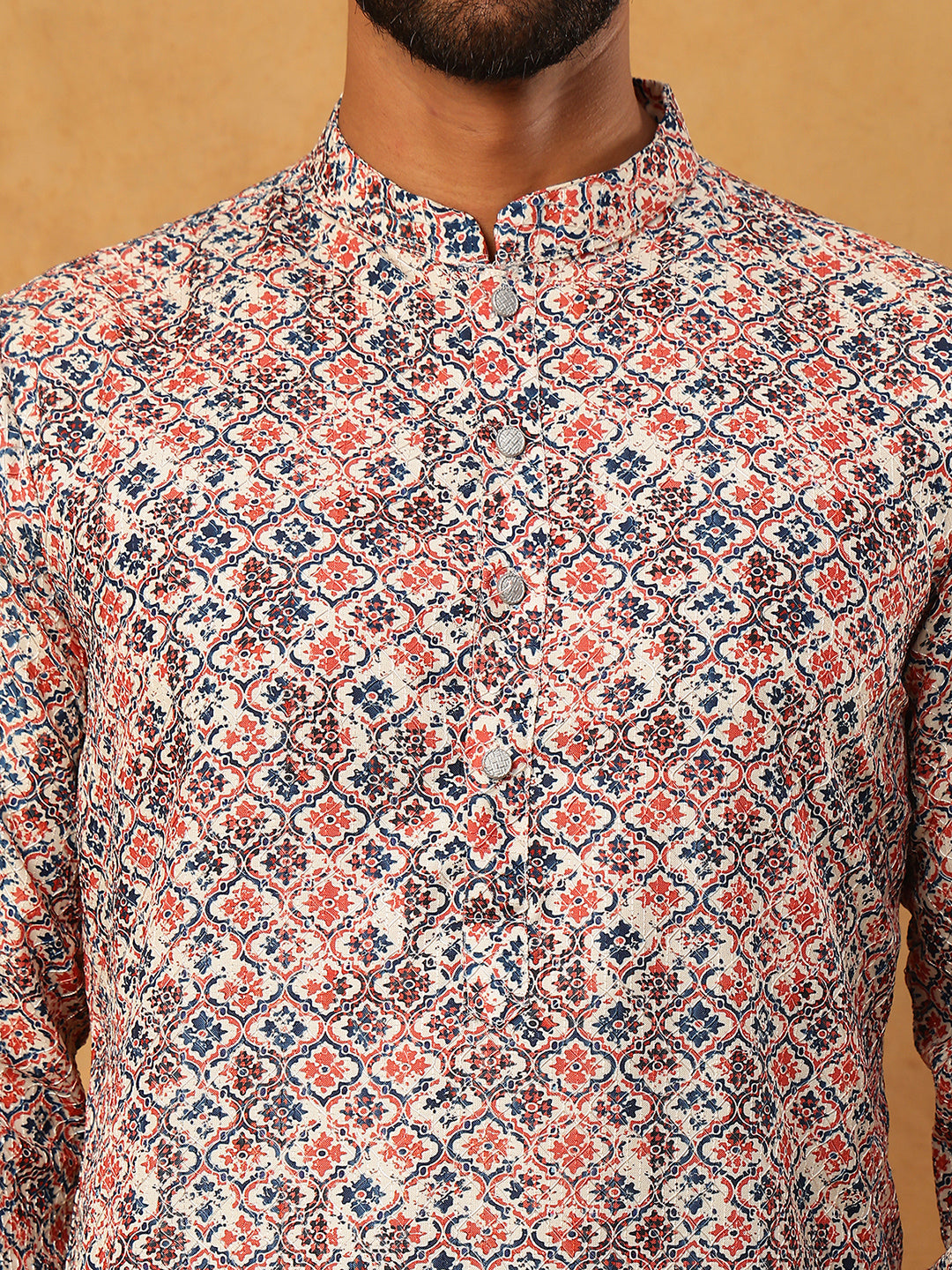 Ethnic Printed Cotton Blend Kurta ( ANMKO 318Blue )