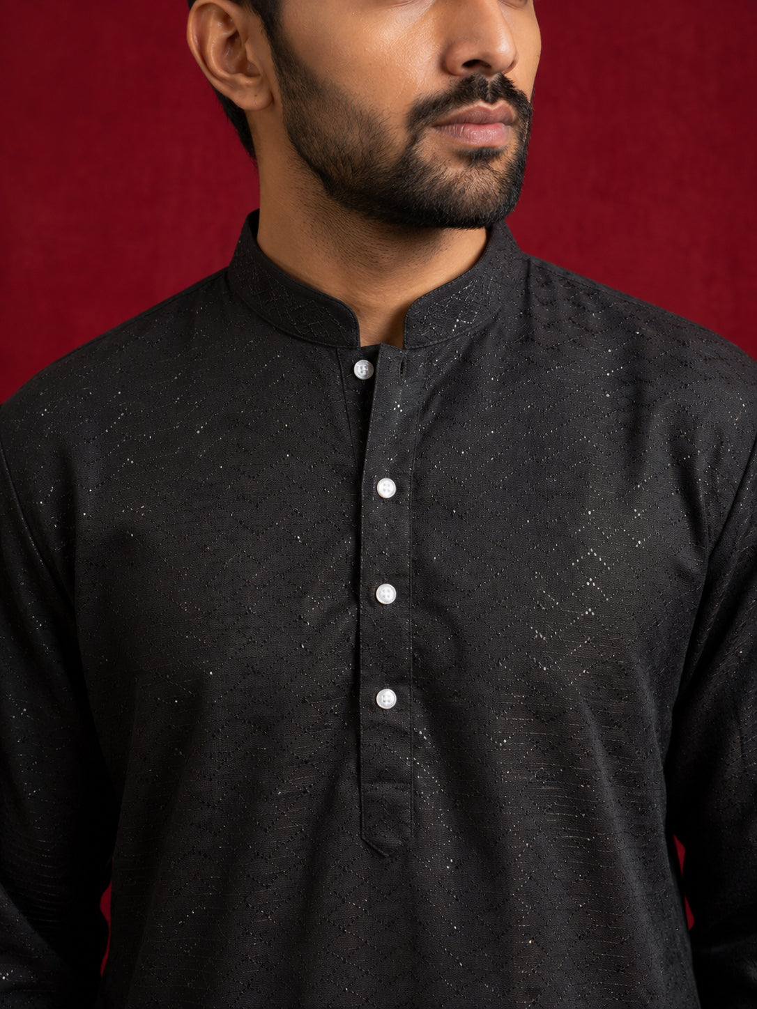 Premium Printed & Thread Work Kurta for Men ( ANMKO 339 Black )