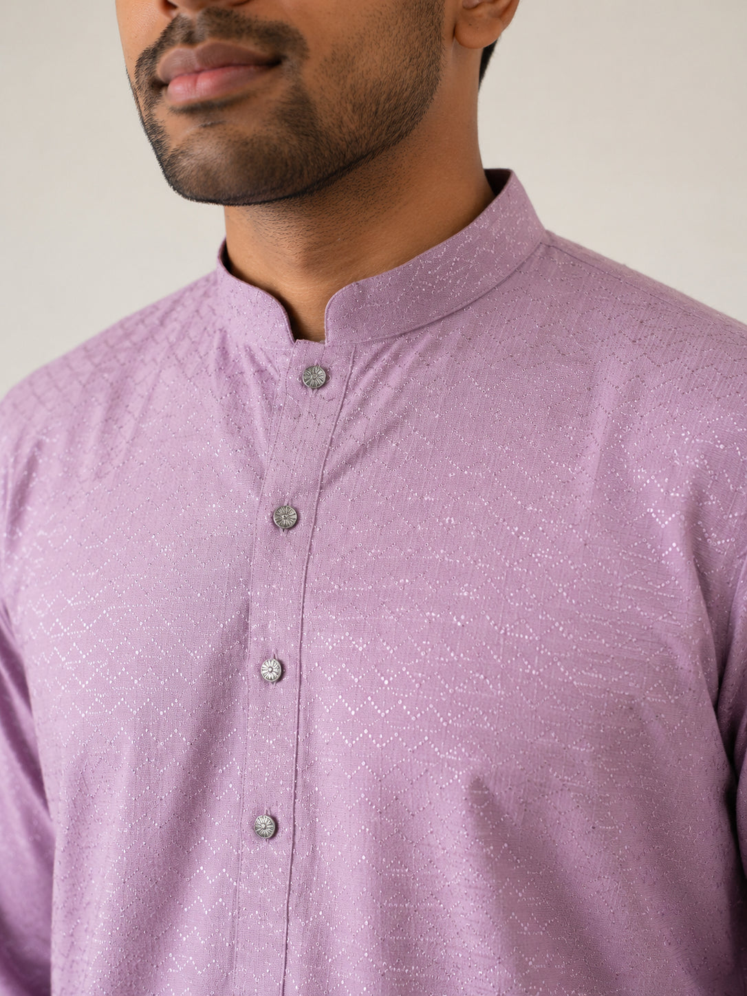 Traditional Printed Thread Work Kurta for Men ( ANMKO 340 Purple )