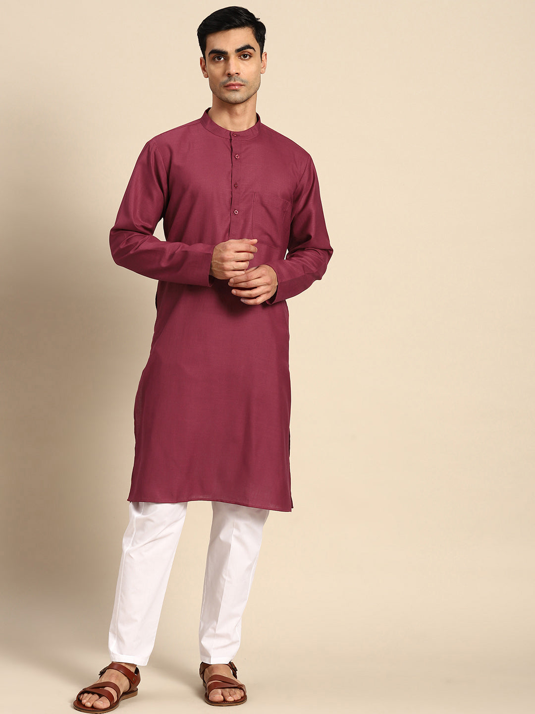 Solid Kurta for Men ( AAMKKO 101Maroon )