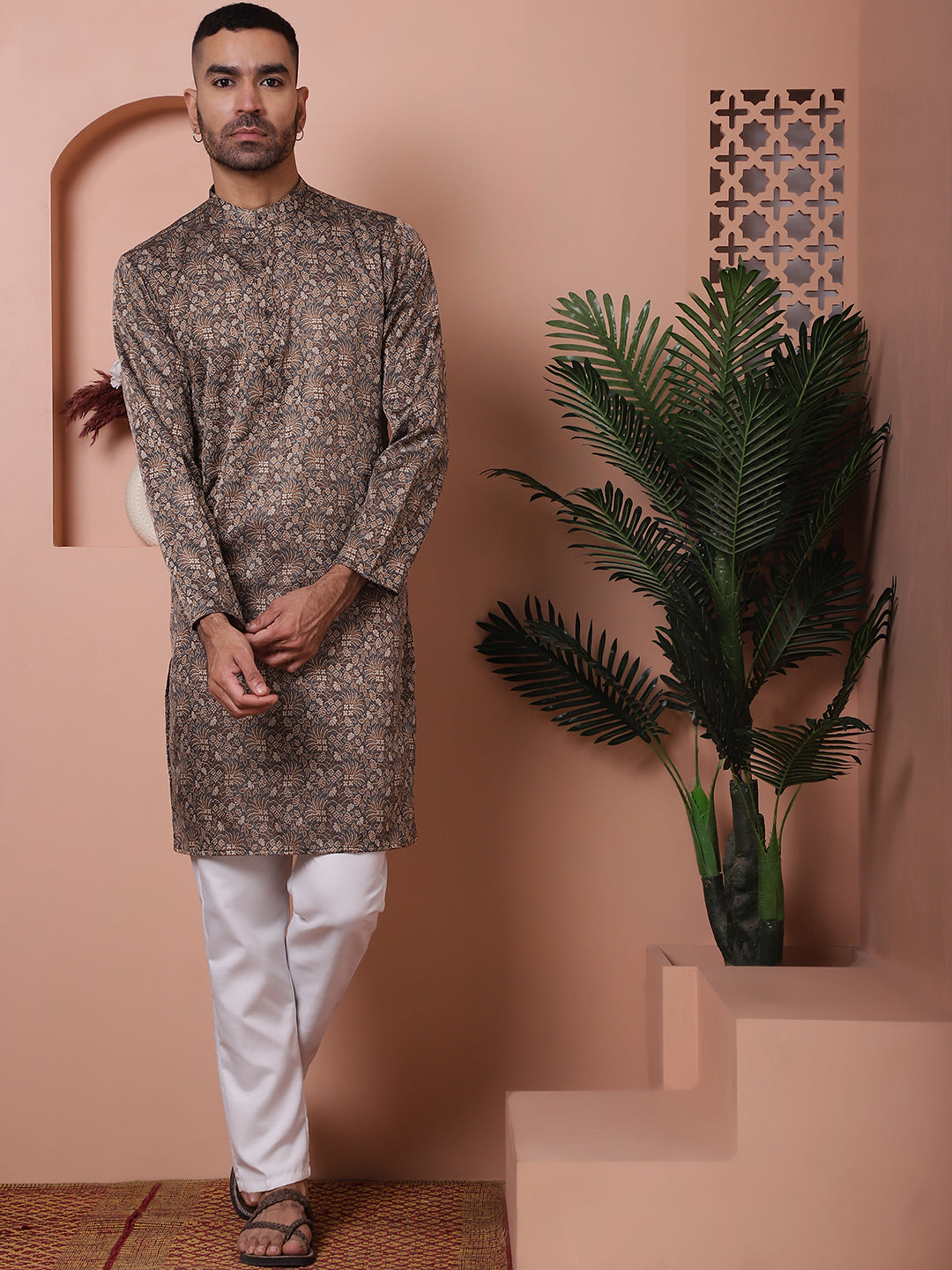 Black Silk Blend Straight Kurtas. ( ANMKO 155Black )