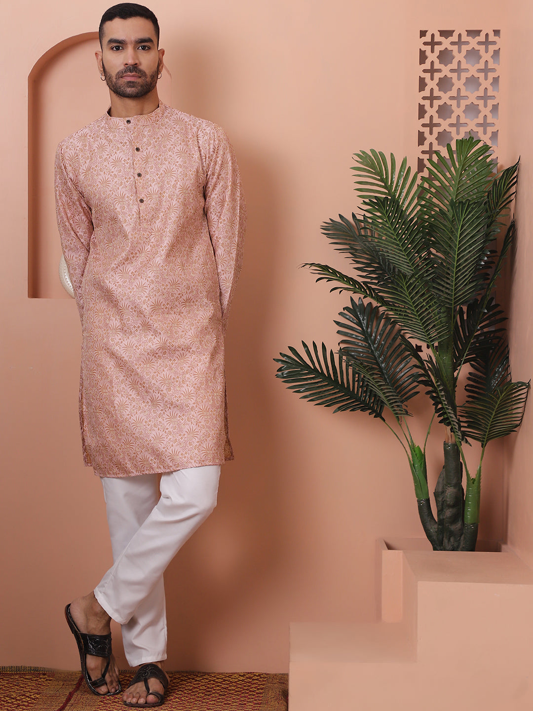 Pink Silk Blend Straight Kurtas. ( ANMKO 155Pink )