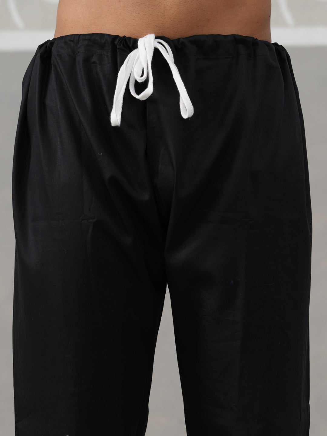 Men's Solid Pathani Kurta with Pyjama ( ANMKKP 189Black )