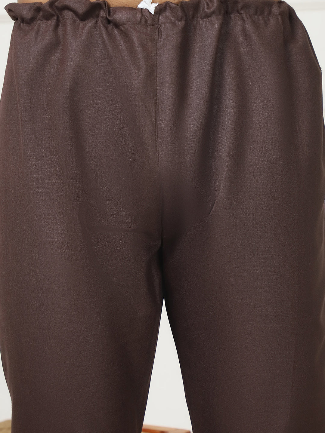 Men's Solid Pathani Kurta with Pyjama ( ANMKP 189Coffee )