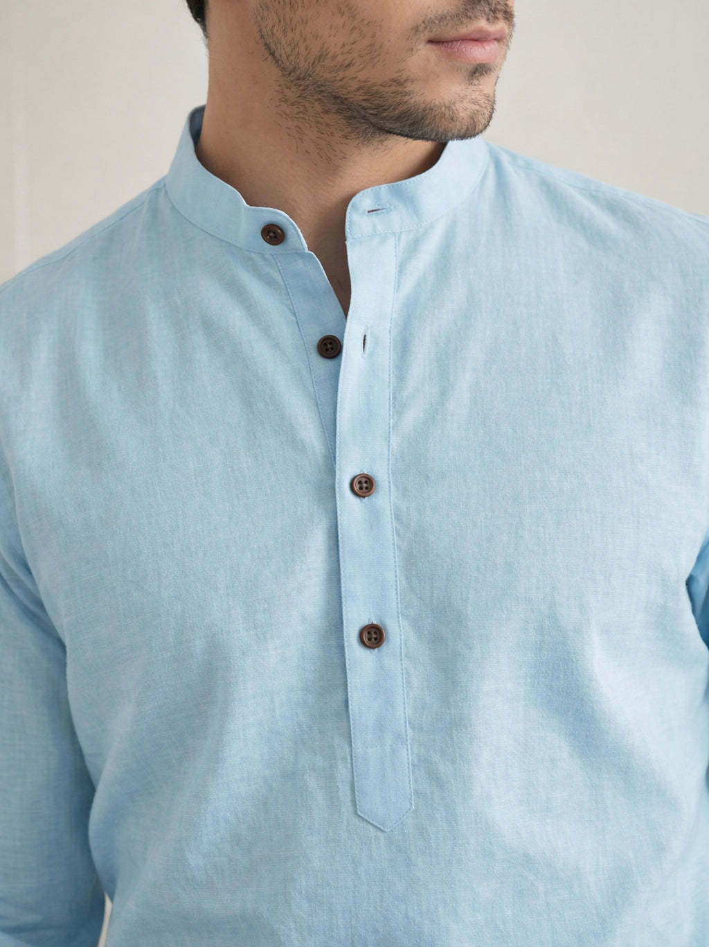 Men’s Solid Pure Cotton Short Kurta ( ANMSK 320Blue )