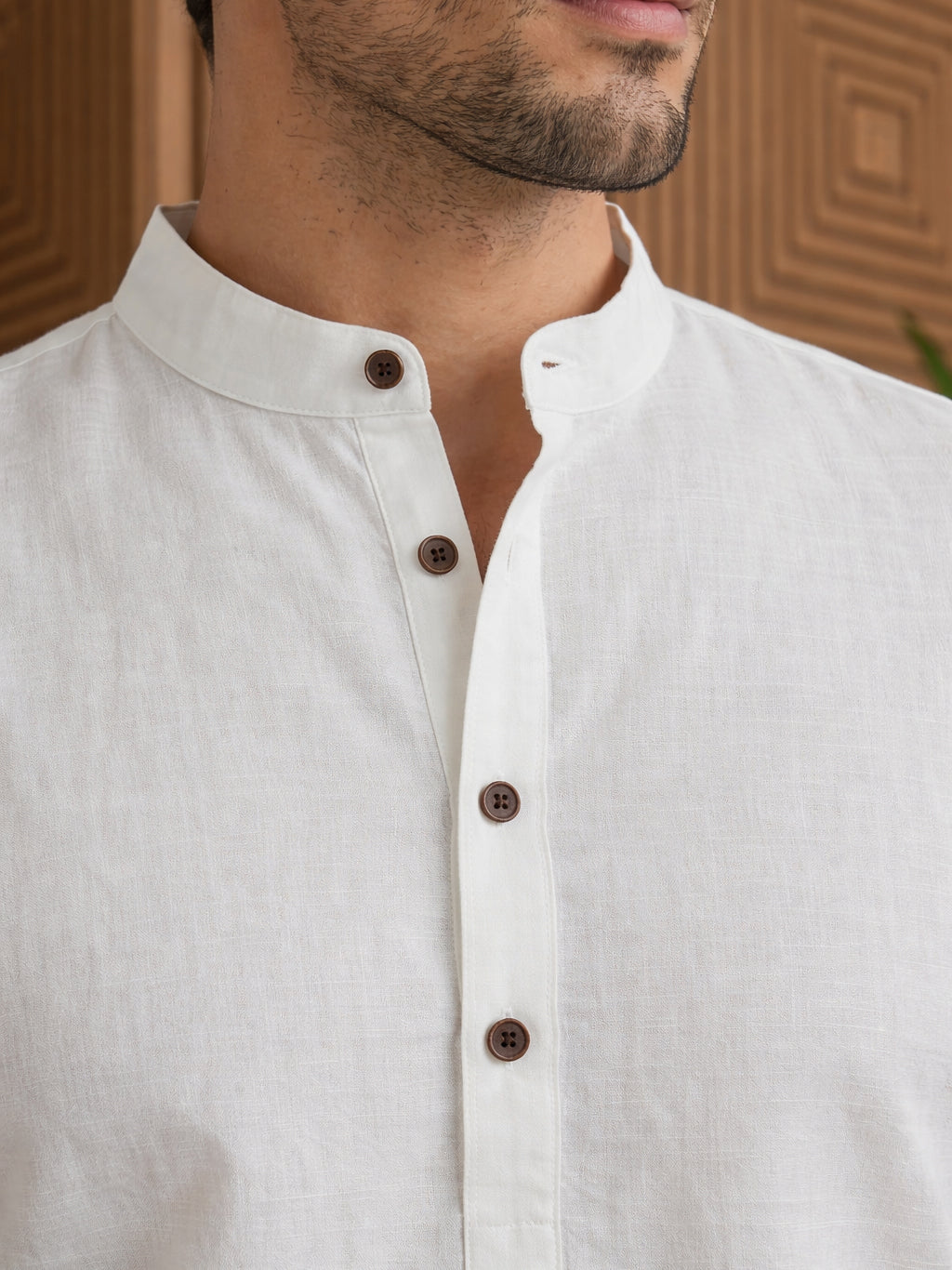 Men’s Solid Pure Cotton Short Kurta ( ANMSK 320White )