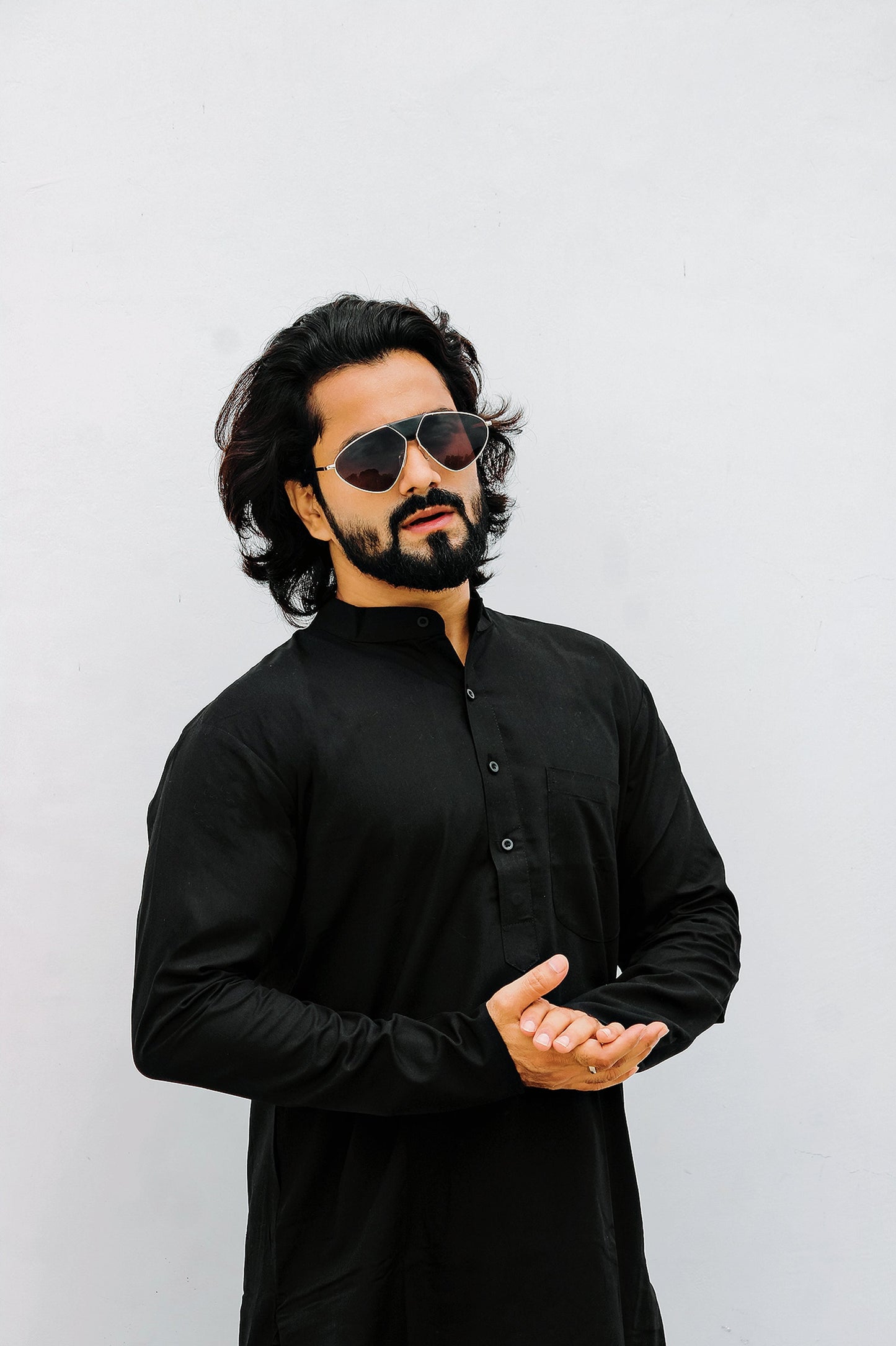 Jompers Men's Black Solid Cotton Kurta Payjama Set ( JOKP 555Black )
