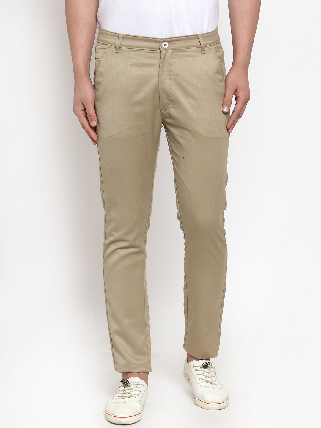 Indian Needle Men Beige Slim Fit Formal Trousers ( FGP 253Beige )