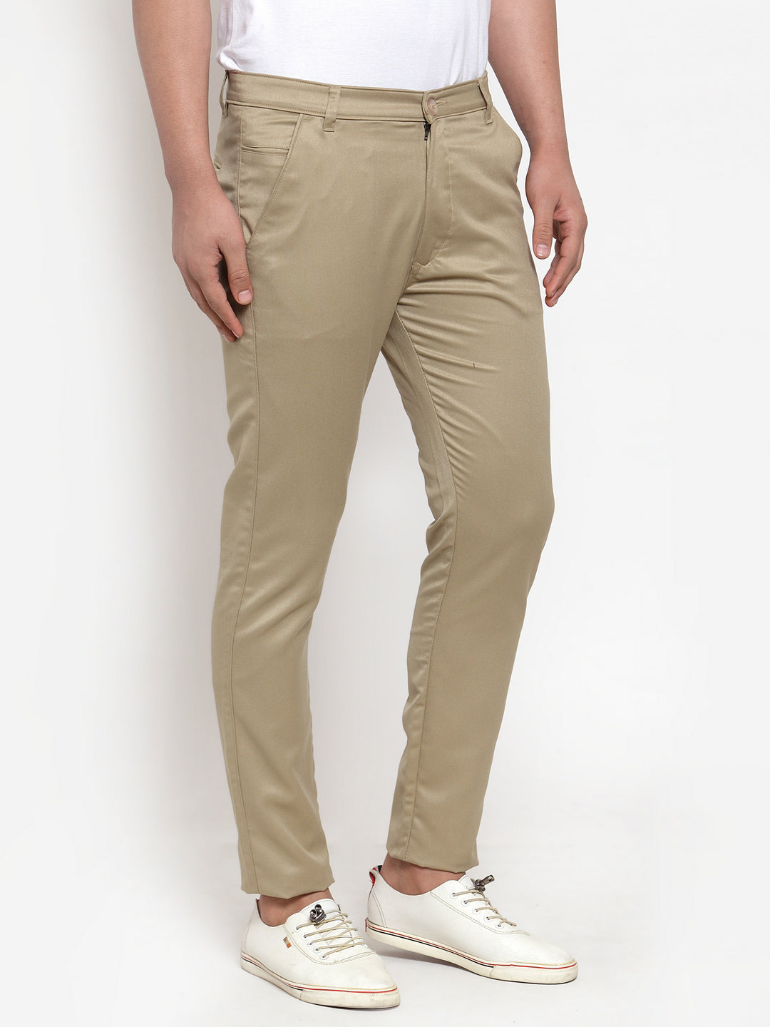 Indian Needle Men Beige Slim Fit Formal Trousers ( FGP 253Beige )
