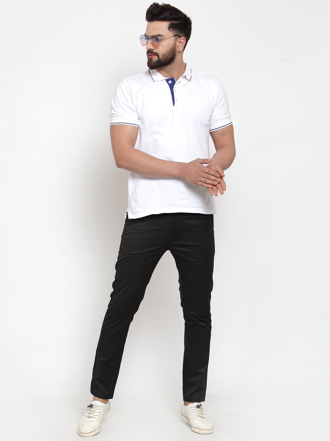 Indian Needle Men's Black Solid Formal Trousers ( FGP 253Black )