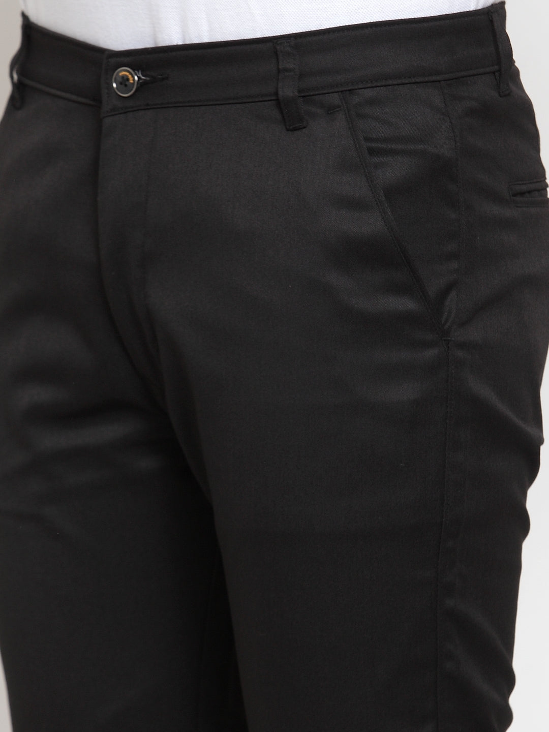 Indian Needle Men's Black Solid Formal Trousers ( FGP 253Black )