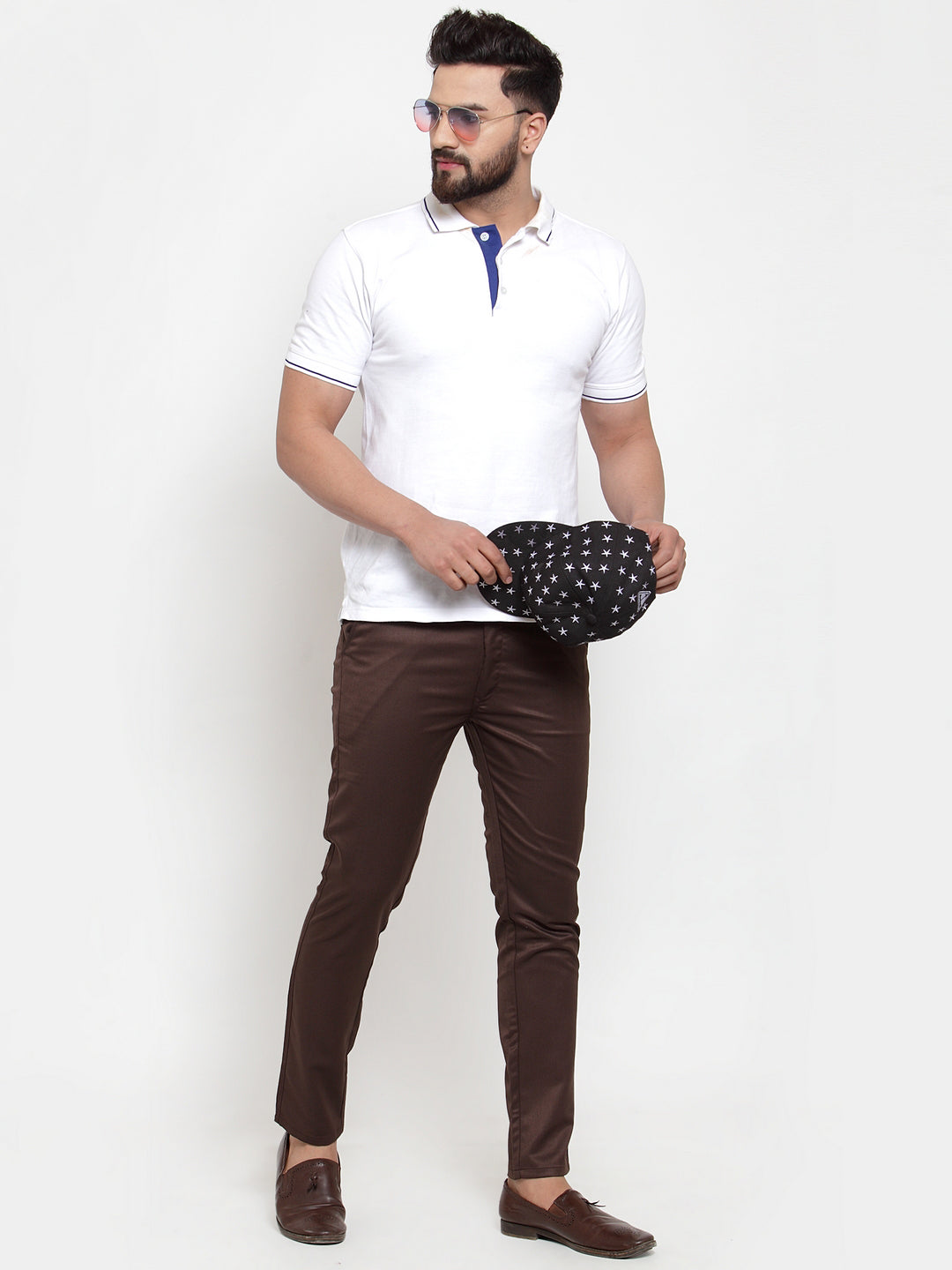 Indian Needle Men's Brown Solid Formal Trousers ( FGP 253Coffee )