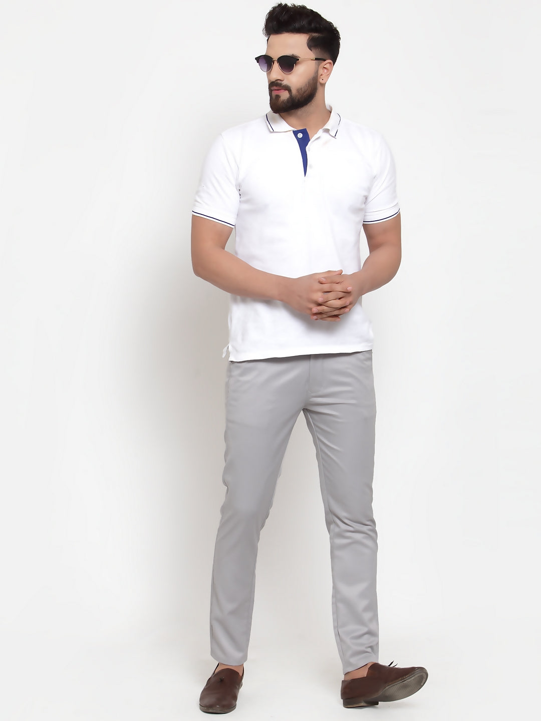 Indian Needle Men's Grey Solid Formal Trousers ( FGP 253Light-Grey )