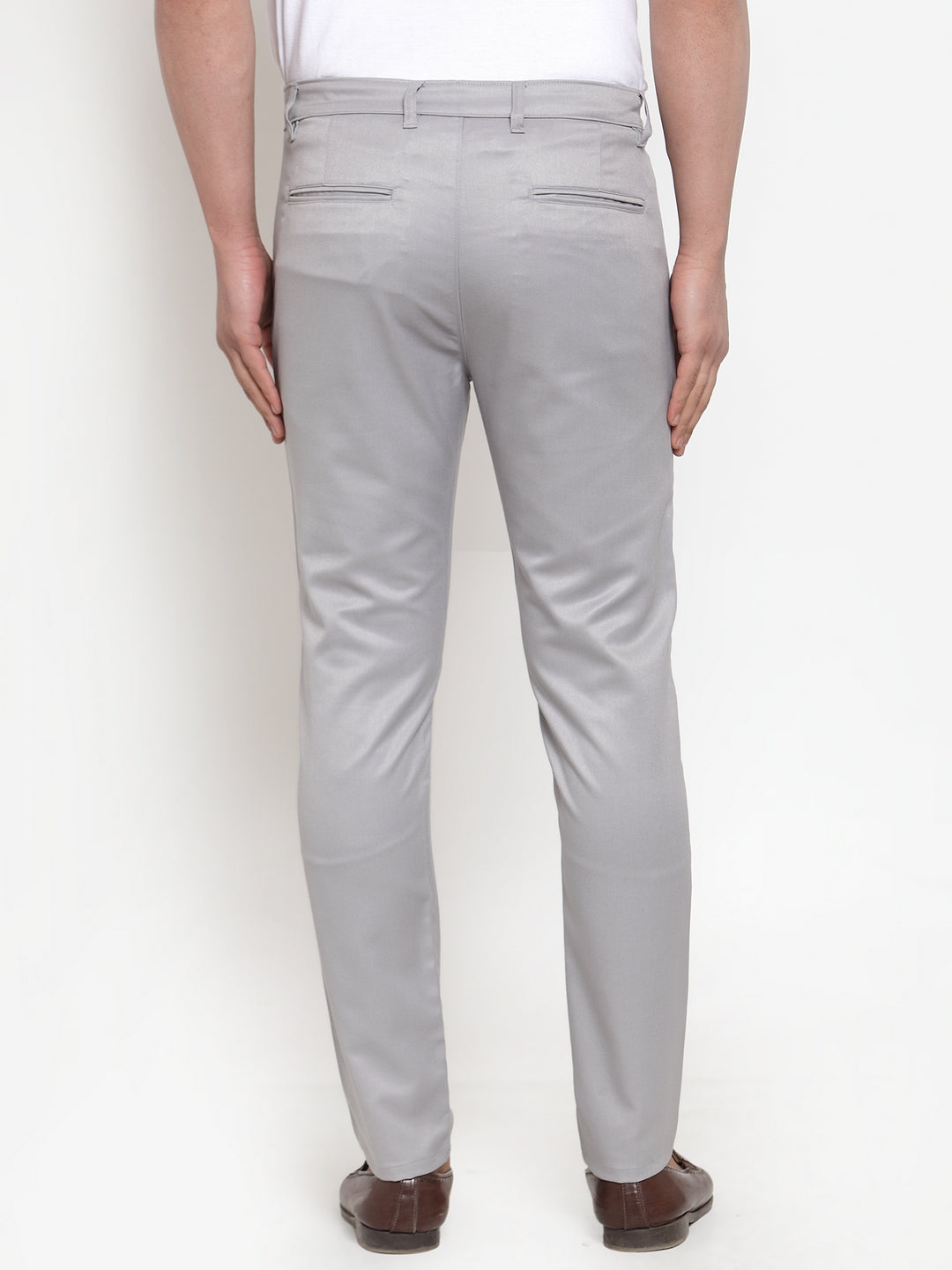 Indian Needle Men's Grey Solid Formal Trousers ( FGP 253Light-Grey )
