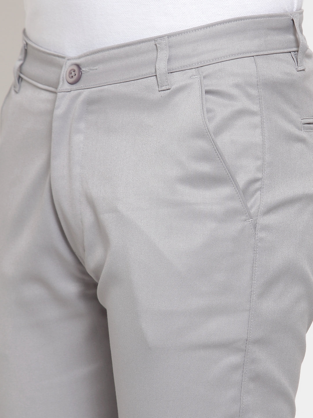 Indian Needle Men's Grey Solid Formal Trousers ( FGP 253Light-Grey )
