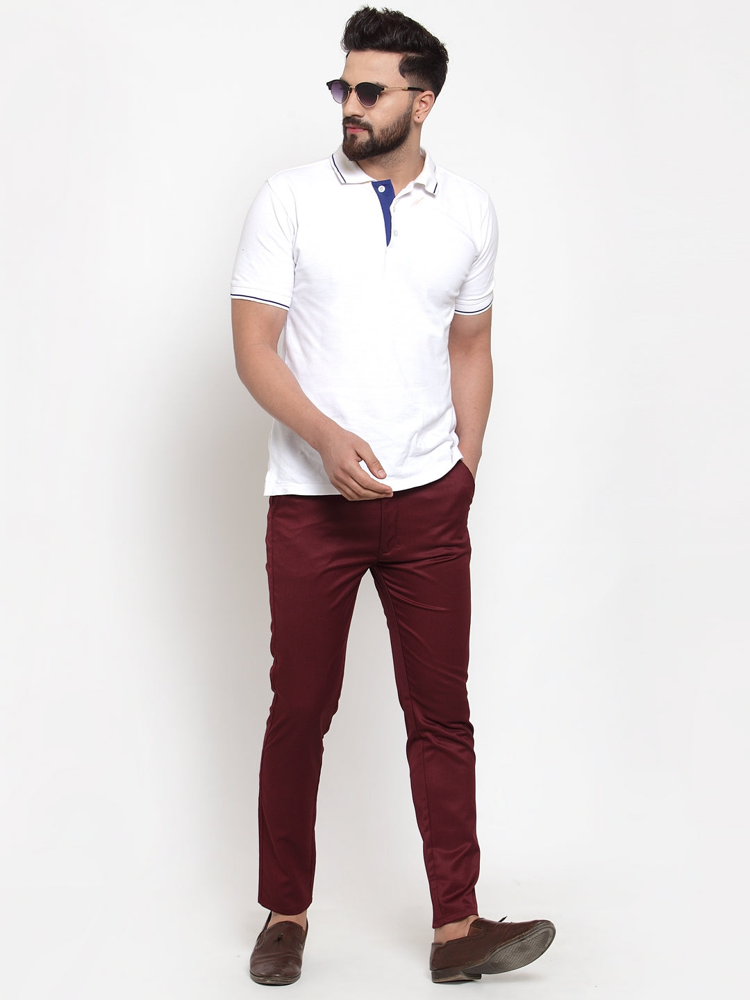 Indian Needle Men's Maroon Solid Formal Trousers ( FGP 253Maroon )