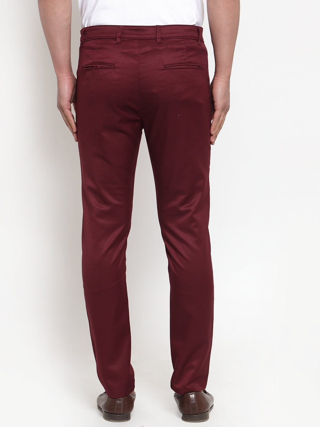 Indian Needle Men's Maroon Solid Formal Trousers ( FGP 253Maroon )
