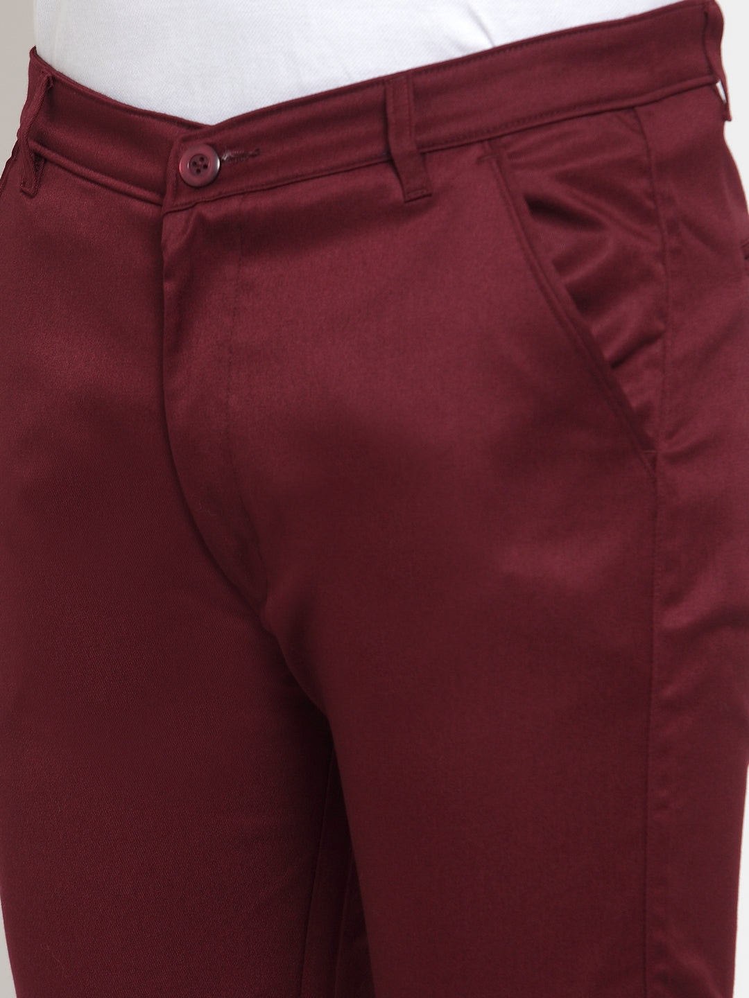 Indian Needle Men's Maroon Solid Formal Trousers ( FGP 253Maroon )