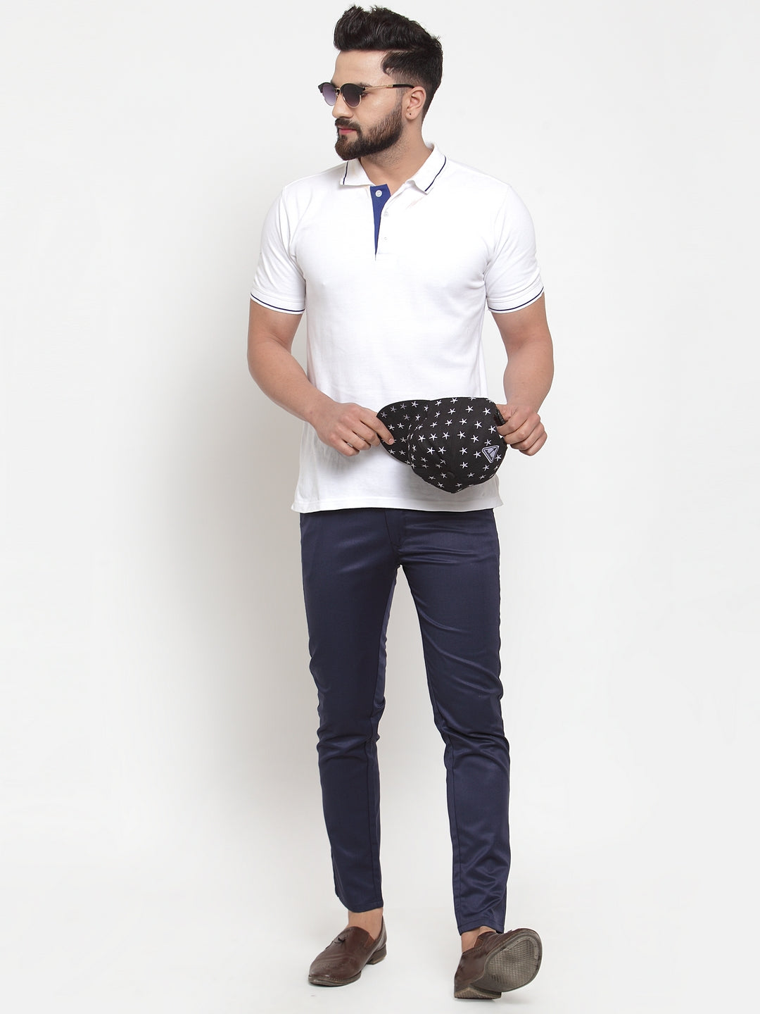 Indian Needle Men's Navy Solid Formal Trousers ( FGP 253Navy )