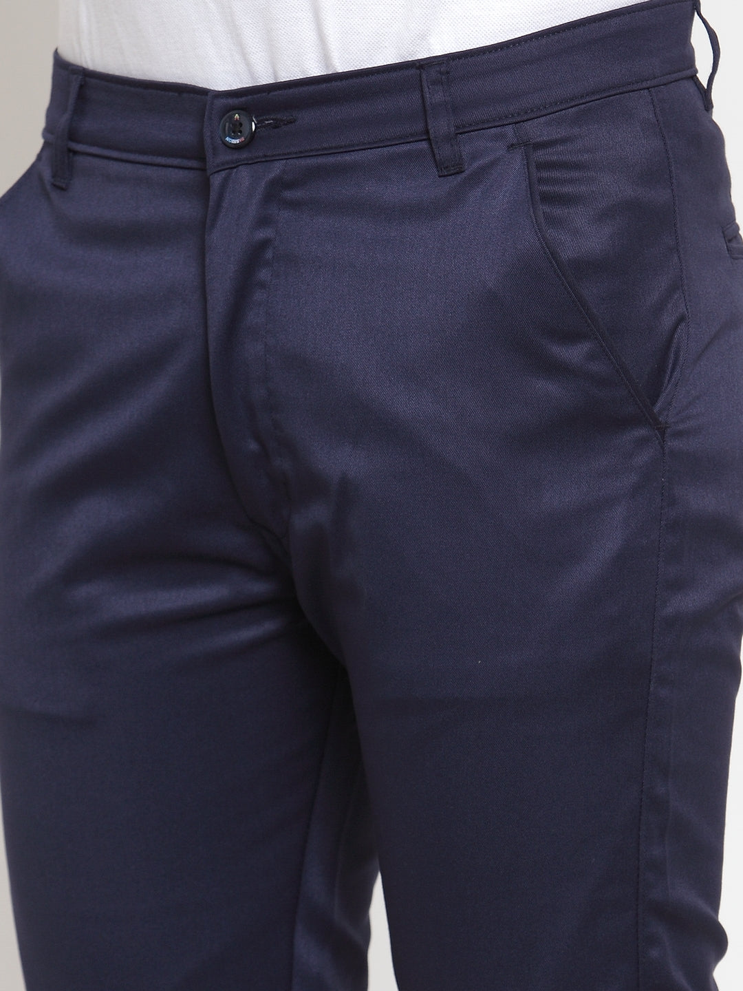 Indian Needle Men's Navy Solid Formal Trousers ( FGP 253Navy )