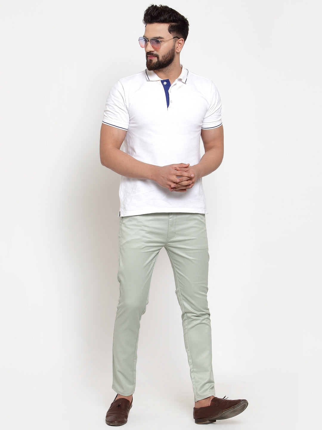 Indian Needle Men's Green Solid Formal Trousers ( FGP 253Pista )