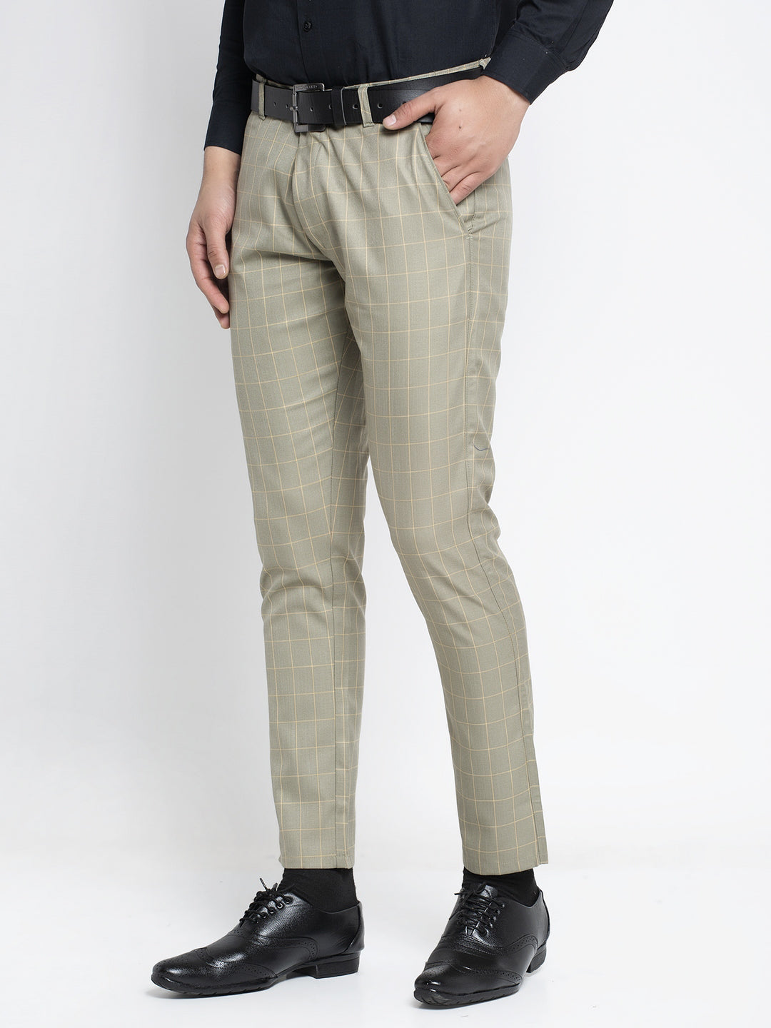 Indian Needle Men's Green Formal Trousers ( FGP 260Pista )