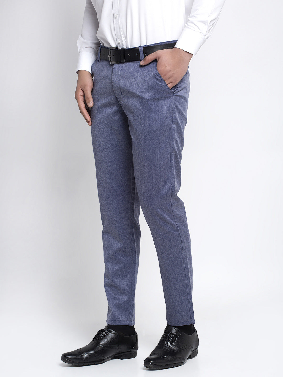 Indian Needle Men's Blue Cotton Solid Formal Trousers ( FGP 265Navy )