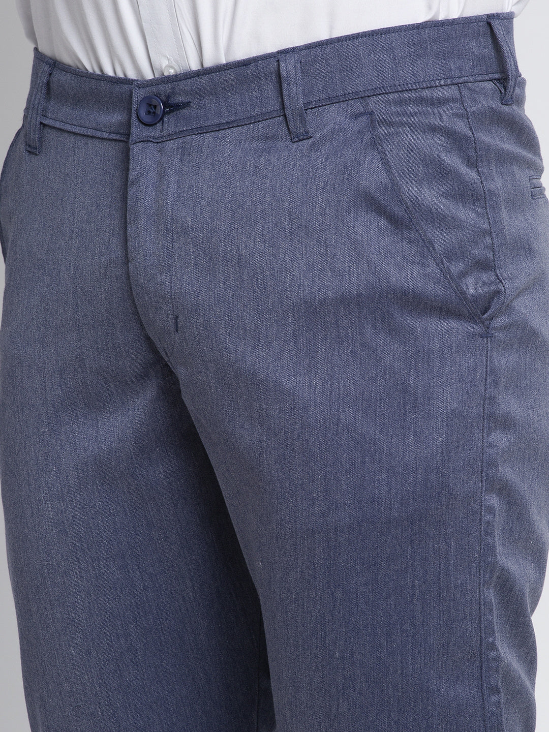 Indian Needle Men's Blue Cotton Solid Formal Trousers ( FGP 265Navy )