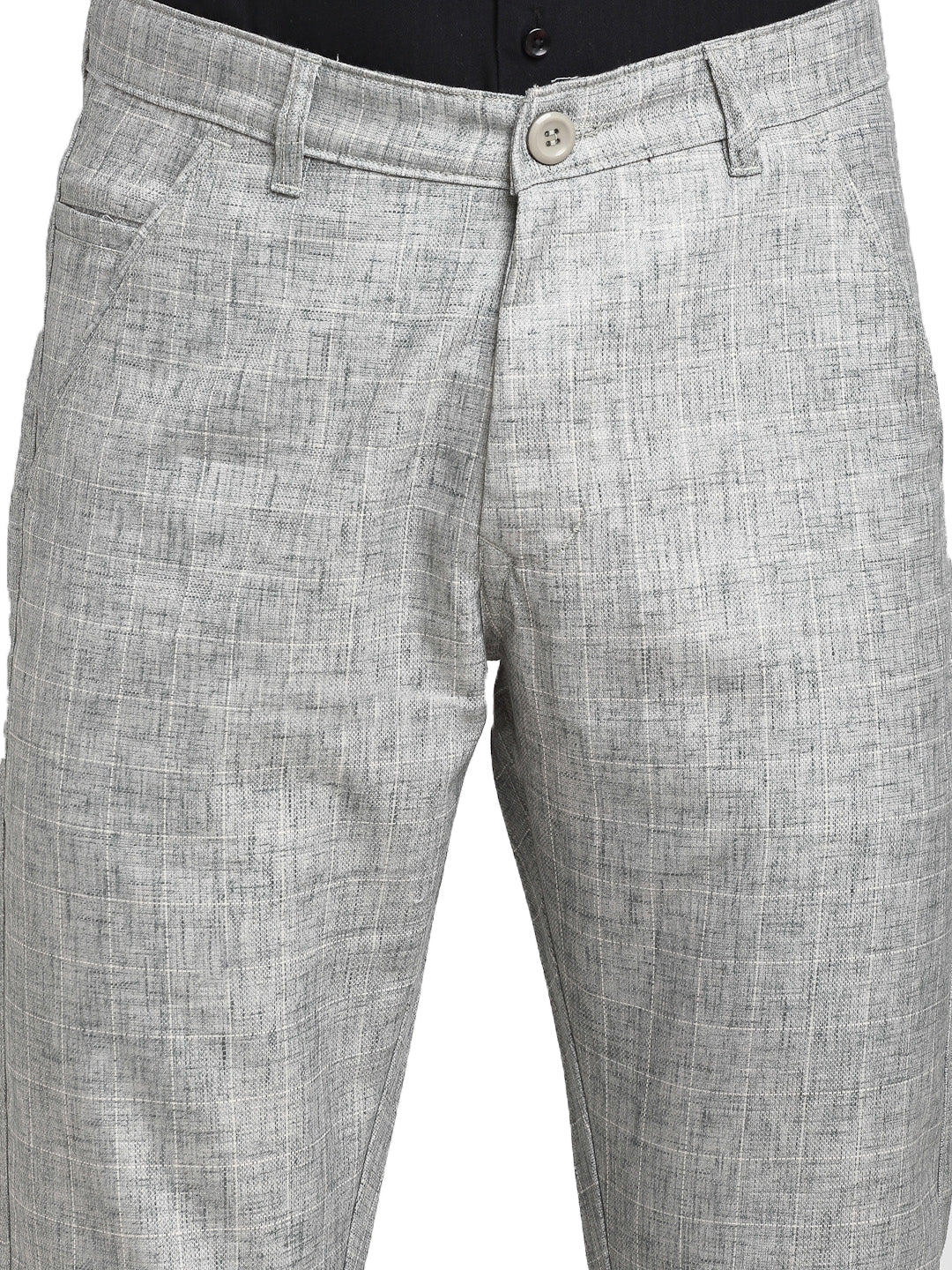 Indian Needle Men's Grey Cotton Solid Formal Trousers ( FGP 268Grey )