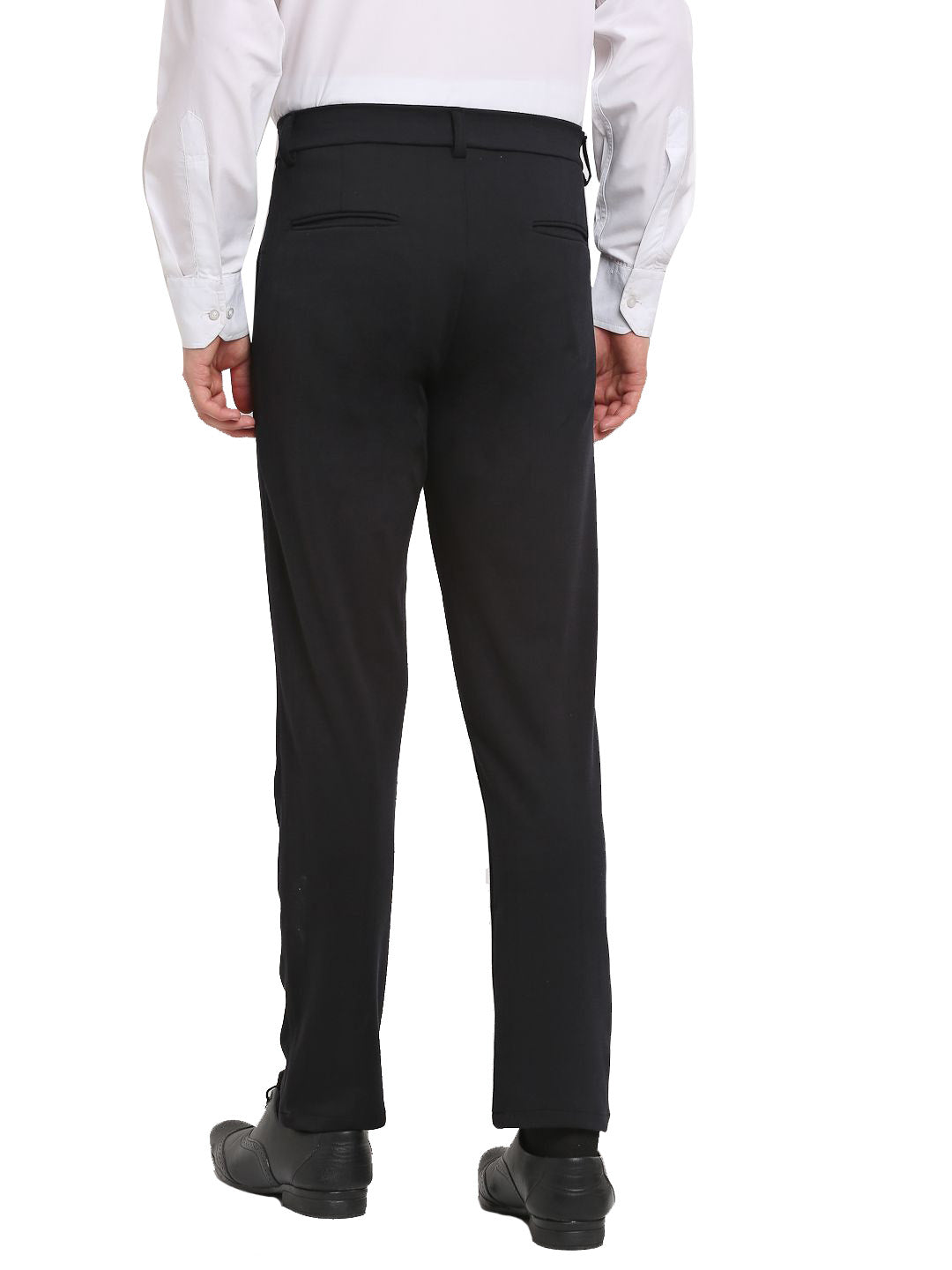 Indian Needle Men's Black 4-Way Lycra Tapered Fit Trousers ( FGP 269Black )