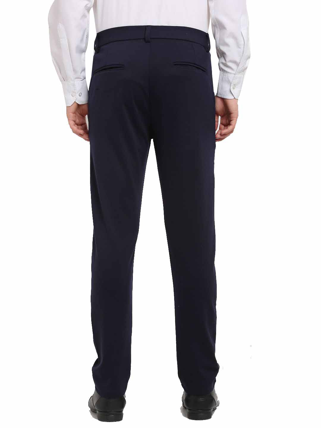 Indian Needle Men's Navy Blue 4-Way Lycra Tapered Fit Trousers ( FGP 269Navy )