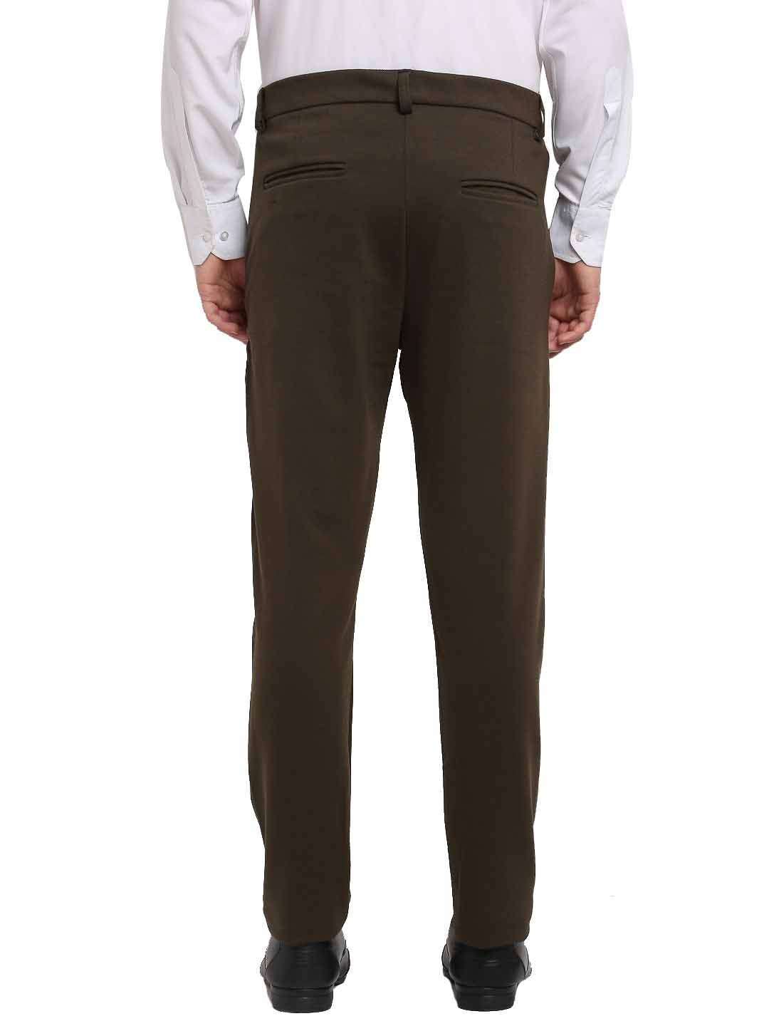 Indian Needle Men's Olive 4-Way Lycra Tapered Fit Trousers ( FGP 269Olive )