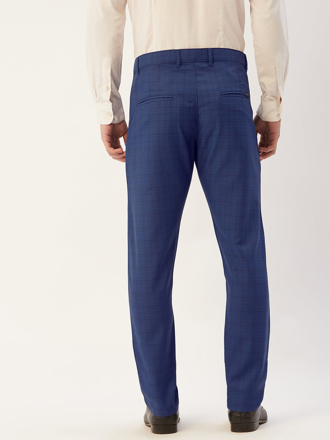 Indian Needle Men's Blue Checked Formal Trousers ( FGP 270Blue )