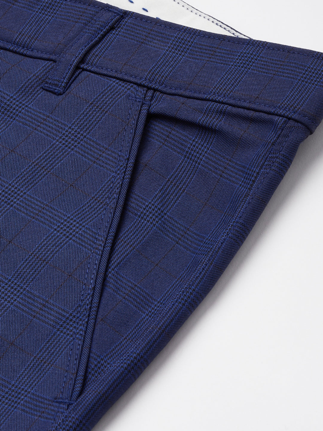 Indian Needle Men's Blue Checked Formal Trousers ( FGP 270Blue )