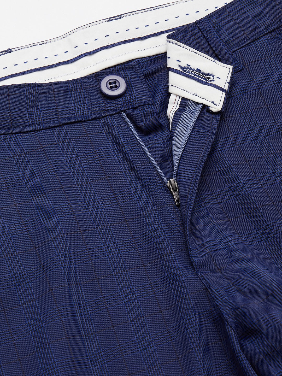 Indian Needle Men's Blue Checked Formal Trousers ( FGP 270Blue )