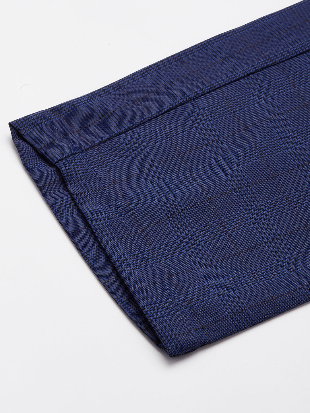 Indian Needle Men's Blue Checked Formal Trousers ( FGP 270Blue )