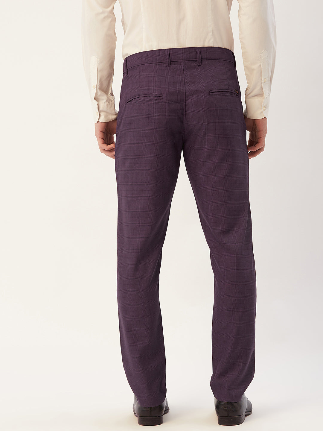 Indian Needle Men's Maroon Checked Formal Trousers ( FGP 270Maroon )