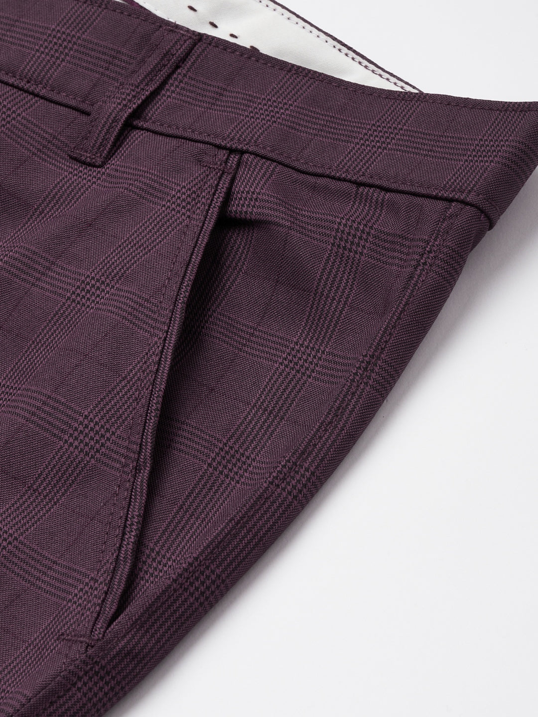 Indian Needle Men's Maroon Checked Formal Trousers ( FGP 270Maroon )