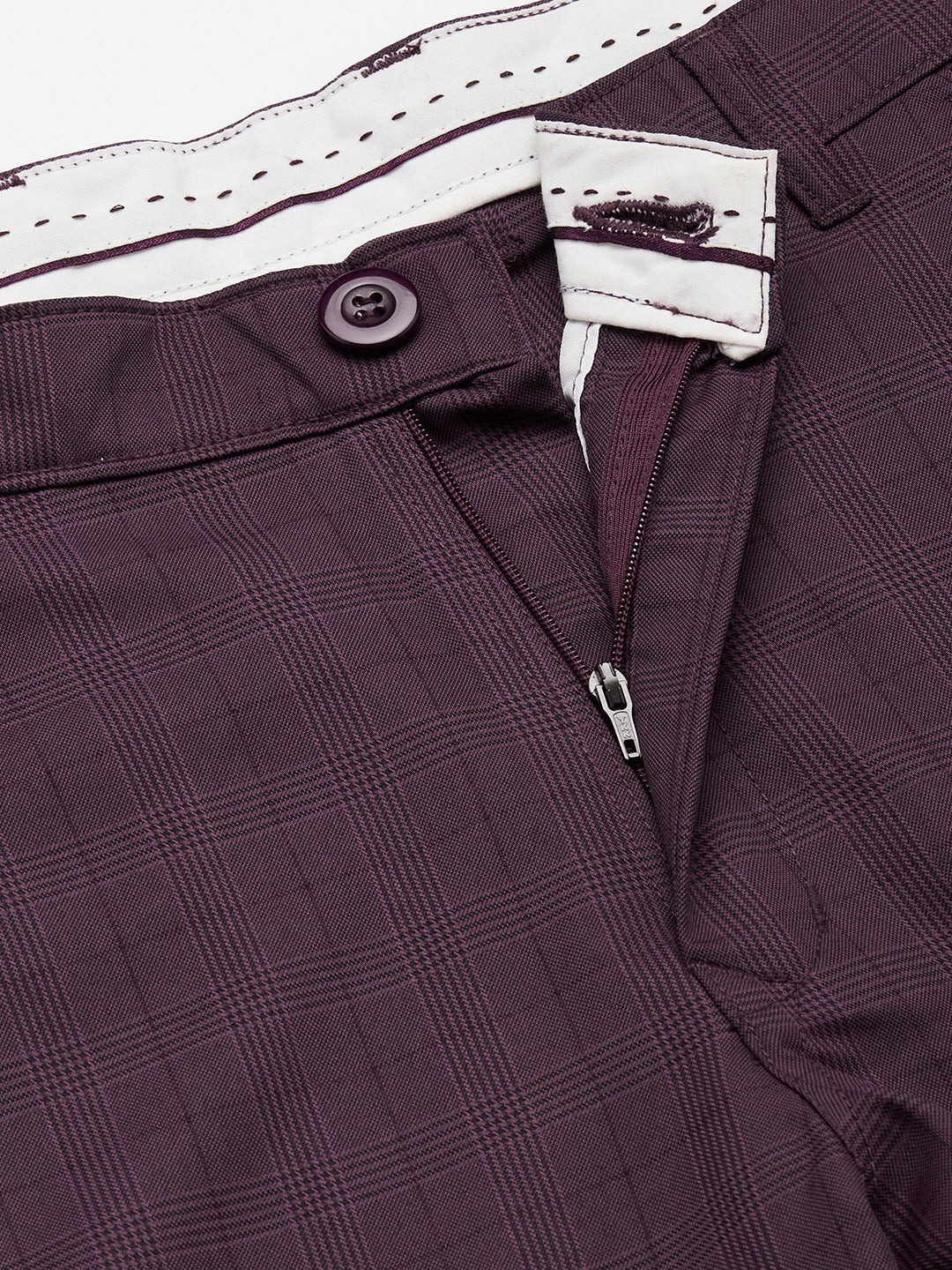 Indian Needle Men's Maroon Checked Formal Trousers ( FGP 270Maroon )