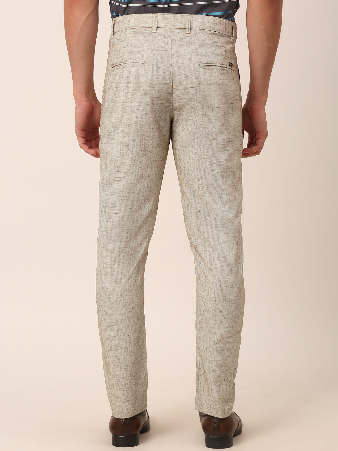 Indian Needle Men's Beige Linan Cotton Formal Trousers ( FGP 273Beige )